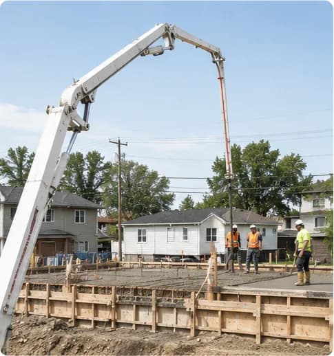 Pompage de béton pour une fondation